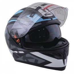 Шлем (интеграл) Ataki JK316 Route серый/голубой глянцевый  L