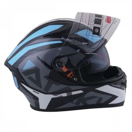 Шлем (интеграл) Ataki JK316 Route серый/голубой глянцевый  L