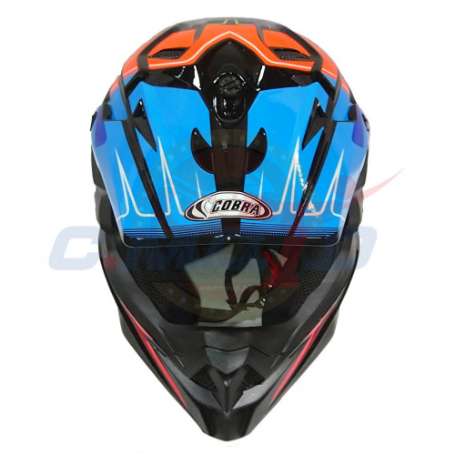 Шлем кроссовый COBRA JK803 черно-сине-оранжевый размер L