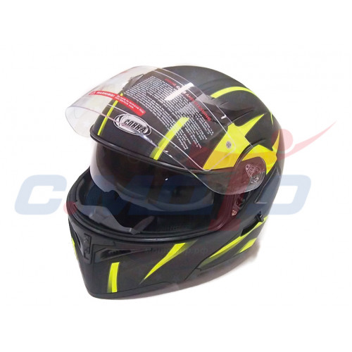 Шлем модуляр COBRA JK902 черно/зеленый с очками размер L