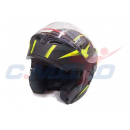 Шлем модуляр COBRA JK902 черно/зеленый с очками размер XL