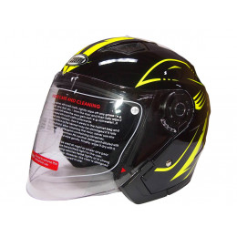 Шлем открытый 3/4 COBRA JK516 черный с зеленым размер L