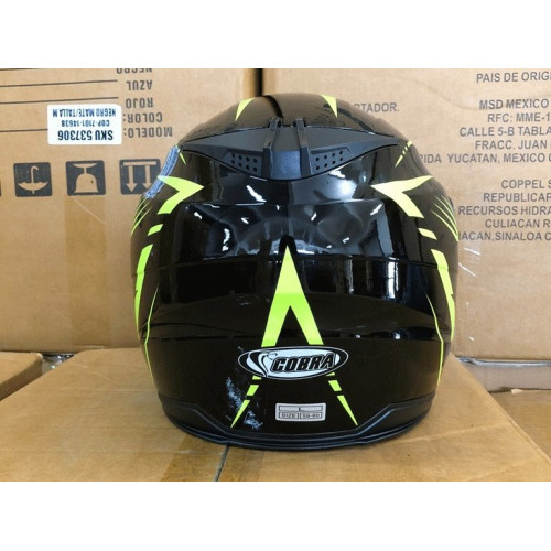 Шлем открытый 3/4 COBRA JK516 черный с зеленым размер L
