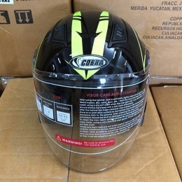 Шлем открытый 3/4 COBRA JK516 черный с зеленым размер L