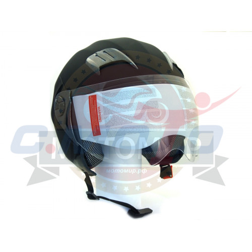 Шлем открытый "Safelead" LX-221 "колобки с доп. стеклом" мат. черный размер L