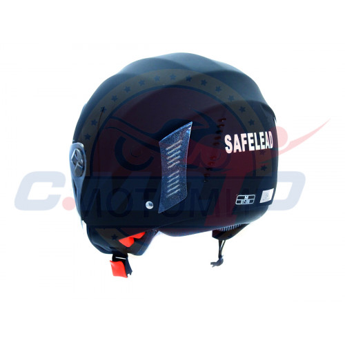 Шлем открытый "Safelead" LX-221 "колобки с доп. стеклом" мат. черный размер M