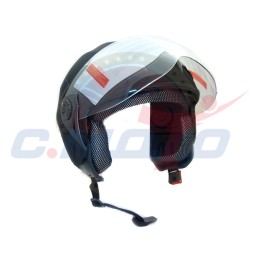 Шлем открытый "Safelead" LX-221 "колобки с доп. стеклом" мат. черный размер S