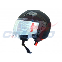 Шлем открытый "Safelead" LX-221 "колобки с доп. стеклом" мат. черный размер S