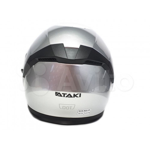 Шлем (открытый со стеклом) Ataki JK526 Solid серебристый глянцевый L