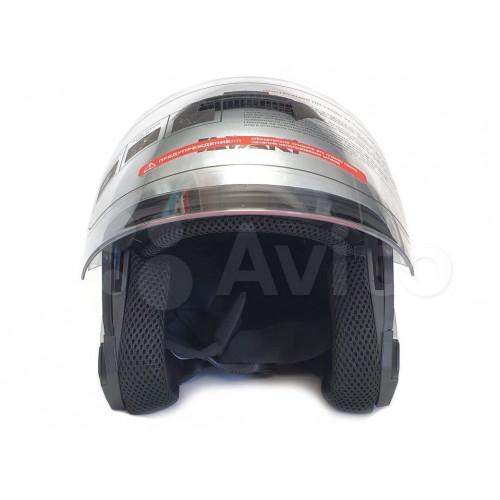 Шлем (открытый со стеклом) Ataki JK526 Solid серебристый глянцевый   S