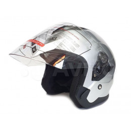 Шлем (открытый со стеклом) Ataki JK526 Solid серебристый глянцевый XL