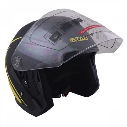 Шлем (открытый со стеклом) Ataki JK526 Stripe черный/Hi-Vis желтый матовый L