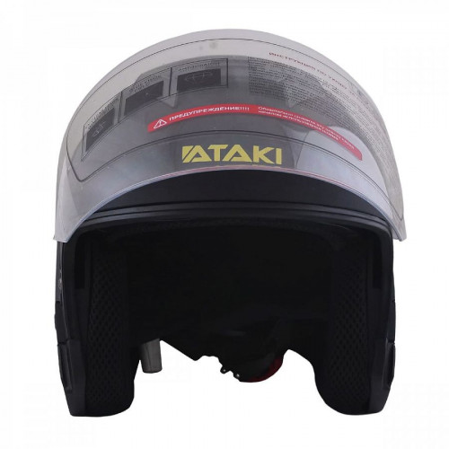Шлем (открытый со стеклом) Ataki JK526 Stripe черный/Hi-Vis желтый матовый L