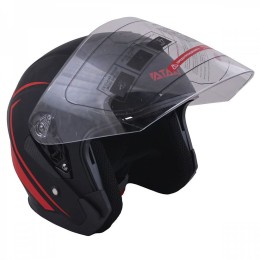 Шлем (открытый со стеклом) Ataki JK526 Stripe черный/красный матовый M