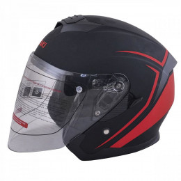 Шлем (открытый со стеклом) Ataki JK526 Stripe черный/красный матовый M