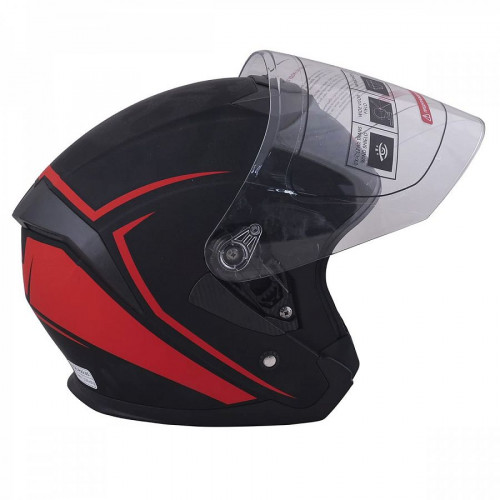Шлем (открытый со стеклом) Ataki JK526 Stripe черный/красный матовый M