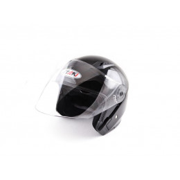 Шлем (открытый со стеклом) Ataki OF512 Solid черный глянцевый L