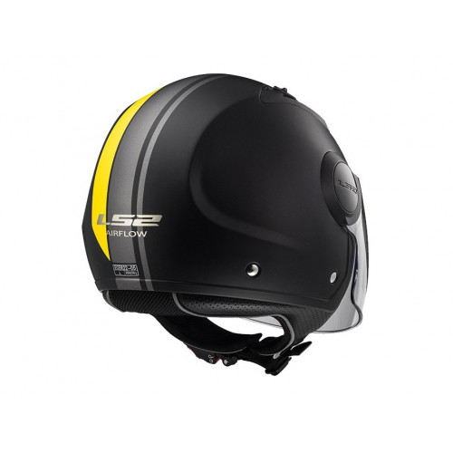 Шлем (открытый со стеклом) OF562 AIRFLOW METROPOLIS LONG черный/желтый матовый XXL