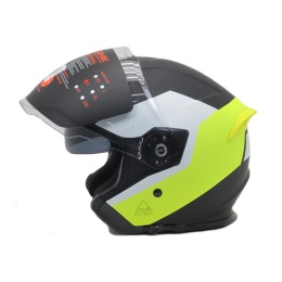 Шлем (открытый со стеклом) Origine Palio Eko черный/Hi-Vis желтый матовый XL