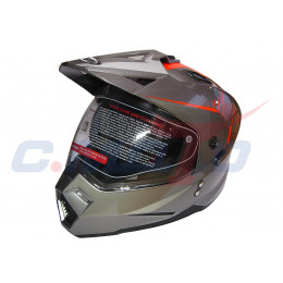 Шлем туринг (кросс со стеклом и очками) COBRA JK802 серо-оранжевый размер XL